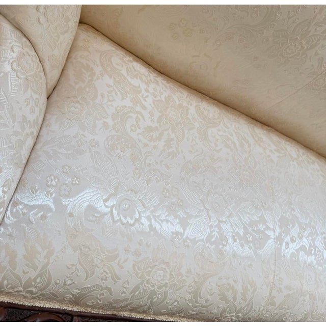 1970s 6 Piece Italian 19th C. Renaissance Revival Damask Sofa Settee Armchair Set For Sale - Image 9 of 17