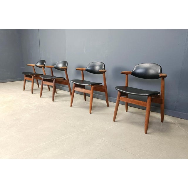 Vintage Cowhorn Dining Chairs by Tijsseling Meubelfabriek for Hulmefa, 1960s, Set of 4 For Sale - Image 9 of 13
