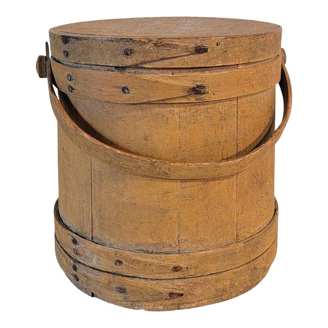 Mid 19th Century Original Mustard Painted Firkin For Sale