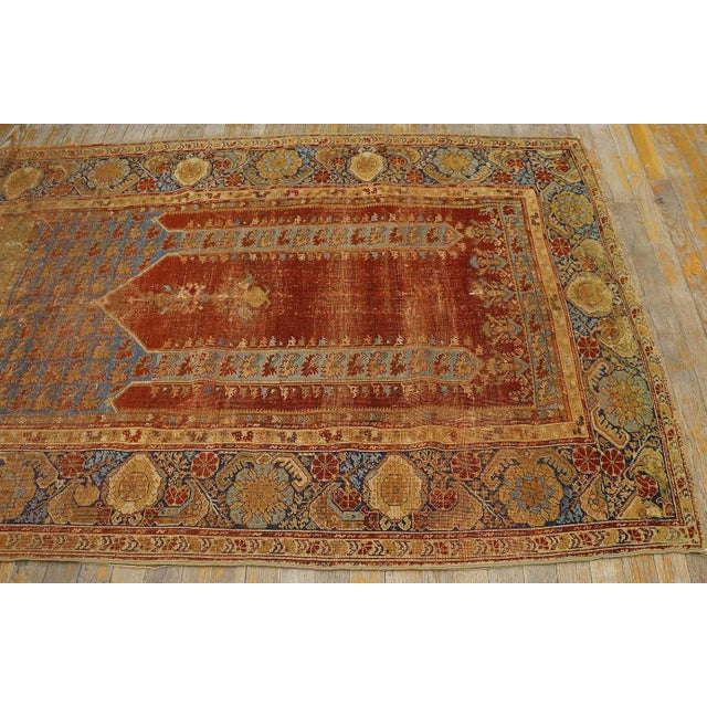 Traditional and Special in a Red Background Color Antique Turkish Ghiordes Prayer Rug For Sale - Image 10 of 12