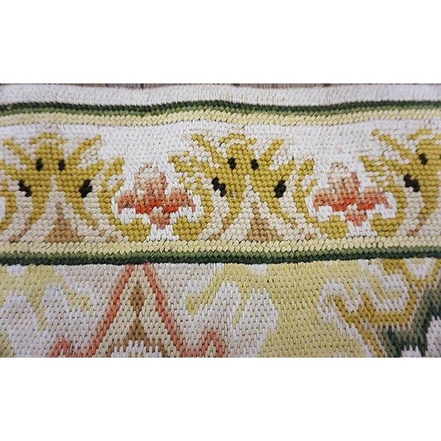 Green 1890s Antique Needlepoint French Allover European Design Flat Weave Rug For Sale - Image 8 of 12