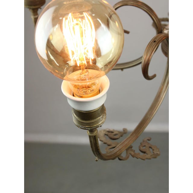 Brown French Art Deco Brass Chandelier, 1930s For Sale - Image 8 of 14