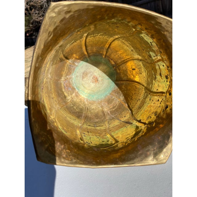 Brass Vintage Hammered Brass Decorative Urn For Sale - Image 8 of 9