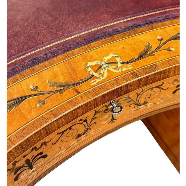Kidney-Shaped Satinwood Desk from Edwards & Roberts, Late 19th Century For Sale - Image 10 of 15