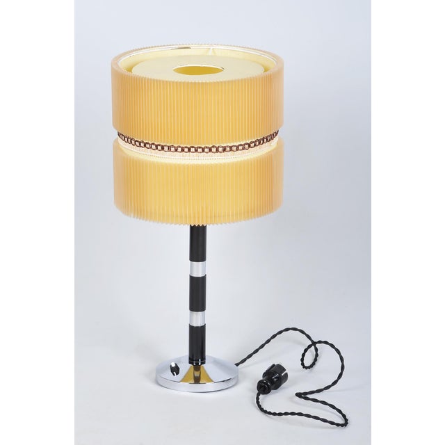 Art Deco Table Lamp in Chromed Steel, Beech and Parchment, Czech, 1940s For Sale - Image 12 of 12