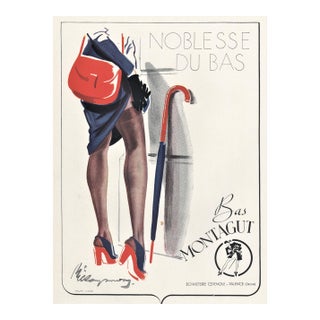 1944 Original French Mid-Century Lingerie Advertisement Print For Sale