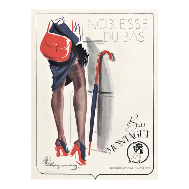 1944 Original French Mid-Century Lingerie Advertisement Print For Sale