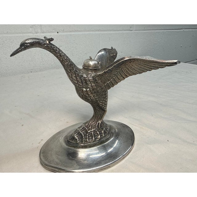 1920s Antique Silverplate Swan Bird Brandy Glass Warmer Table Top Oil Lamp Heater For Sale - Image 5 of 12