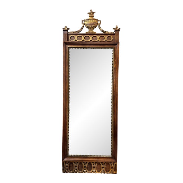 19th C. Swedish Walnut and Gilt Mirror For Sale