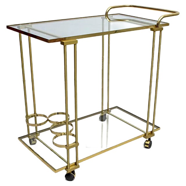 Mid-Century Modern Italian Brass Trolley, 1970s For Sale
