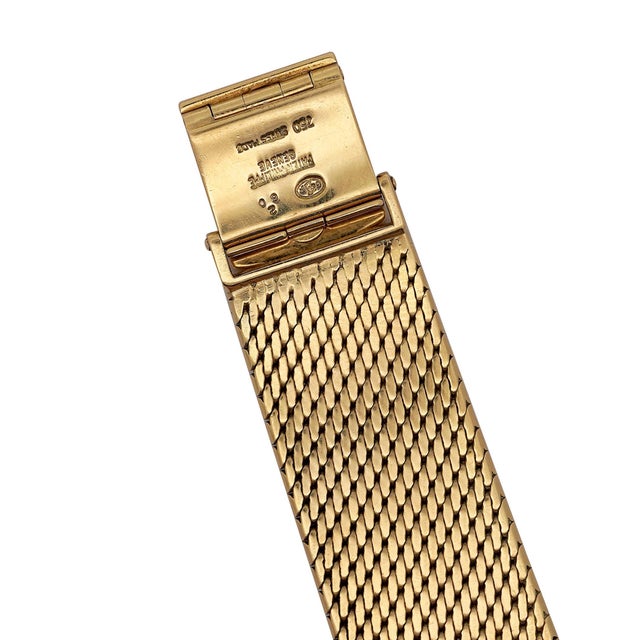 Vintage Patek Philippe 25mm Square Ellipse 18k Gold Black Dial Watch For Sale - Image 9 of 16