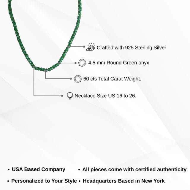 Estate 60 Ct Natural Green Onyx Beads Single Strand Necklace With Silver Clasp, 16 Inch For Sale - Image 11 of 15