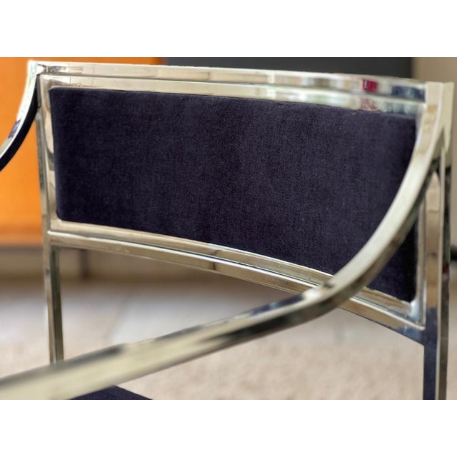Vintage Italian Metal and Velvet Armchairs, 1970, Set of 2 For Sale - Image 10 of 12