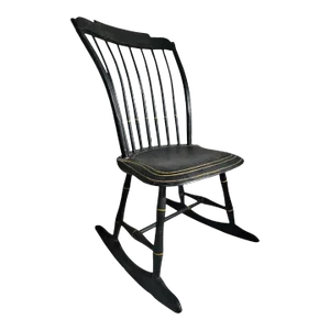 19th Century Original Black Painted Child's Windsor Rocker