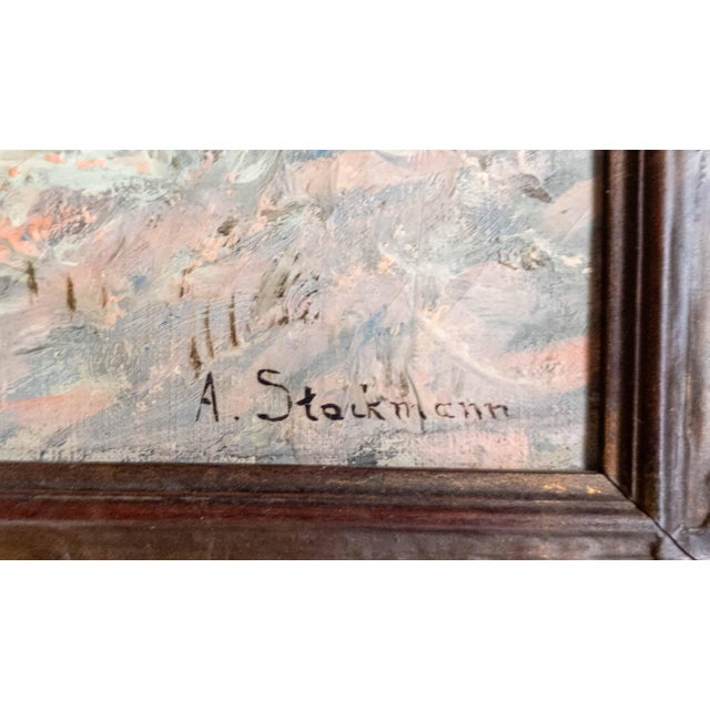 20th Century Luminist Impressionist Winter Landscape Painting by Anton Stockmann For Sale - Image 12 of 15