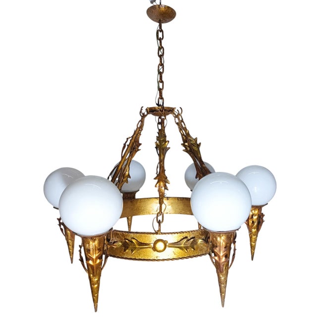 Art Deco Hanging Lamp, 1950s For Sale - Image 6 of 11