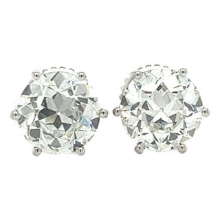 Igi Certified 6.06 Carat Old Euro Cut Lab Grown Diamond Stud Earrings, A Pair For Sale