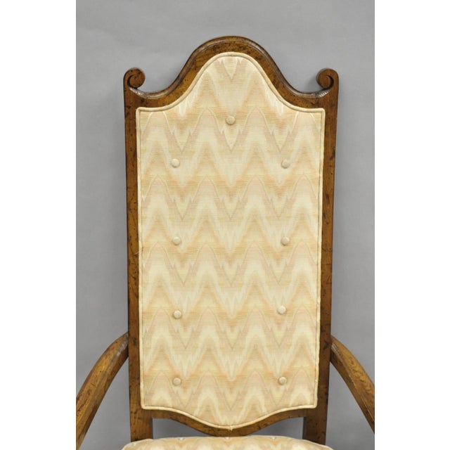 Hollywood Regency Late 20th Century Vintage Italian Provincial Hollywood Regency Oak Wood Dining Arm Chairs - A Pair For Sale - Image 3 of 11