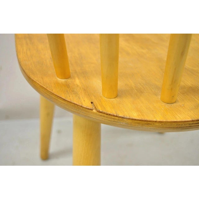 Yellow Vintage Mid Century Modern Spindle Back Birch Maple Dining Side Chair For Sale - Image 8 of 11