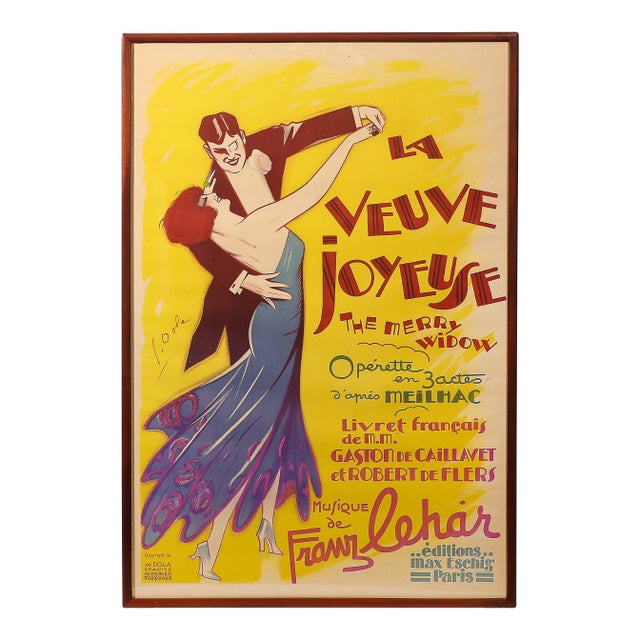 Art Deco La Veuve Joyeuse 1936 Original French Operetta Poster by Georges Dola For Sale