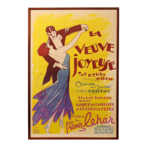 Art Deco La Veuve Joyeuse 1936 Original French Operetta Poster by Georges Dola
