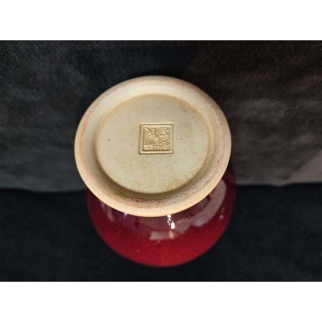 Chinese Ceramic Vase,Jun Ware Red Glaze Porcelain Double Ears Vase For Sale - Image 13 of 13