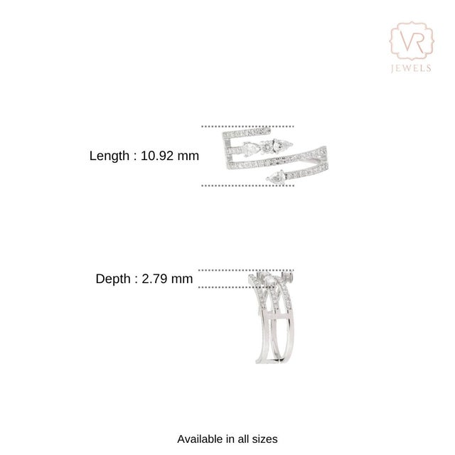 Modernist 14k White Gold Bypass Wrap Ring With 0.62ct Diamond Size 6.5 For Sale - Image 13 of 18