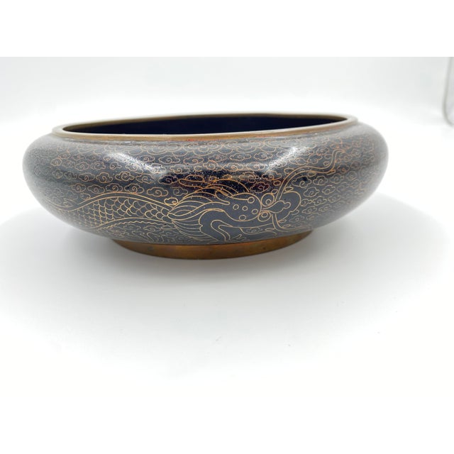 Asian Mid-Century Copper and Enamel Bowl For Sale - Image 3 of 7