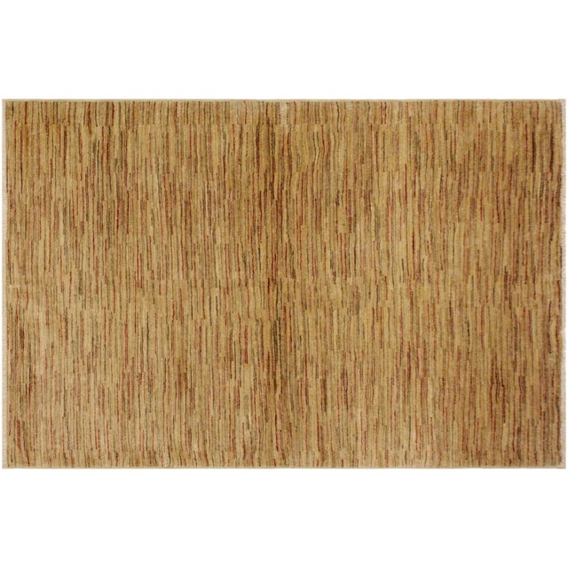Shabby Chic Gabbeh Beige/Rust Wool Rug - 4'3'' X 5'9'' For Sale - Image 9 of 10