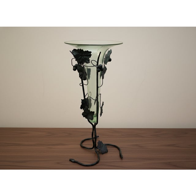Murano Glass and Wrought Iron Vase attributed to Umberto Bellotto for Barovier and Toso, 1920s For Sale - Image 11 of 13