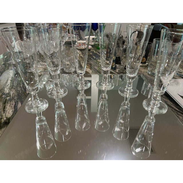 Set of six Pilsner glasses made by premier manufacturer Noritake and known as Sasaki, and etched in the Iconic Wheat...