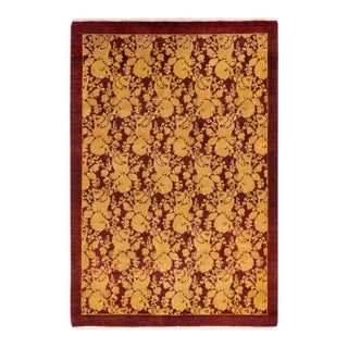 Mogul, One-of-a-Kind Hand-Knotted Area Rug - Red, 4' 2" x 6' 2" For Sale