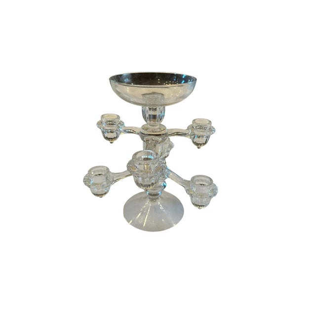 Late 20th Century Vintage Pair of Vintage Cambridge Arm Stackable Glass Candlesticks For Sale - Image 5 of 12