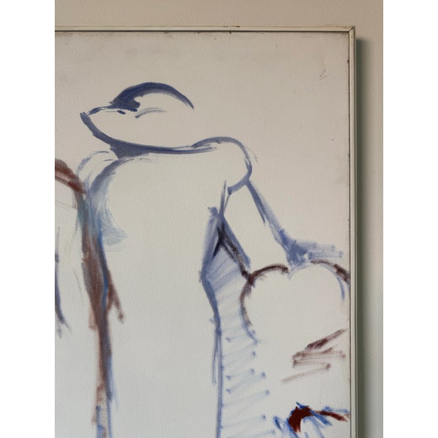 1980’s Vintage Expressionist-Style " Couple in Motion" Abstract Acrylic on Canvas Painting For Sale In Miami - Image 6 of 11