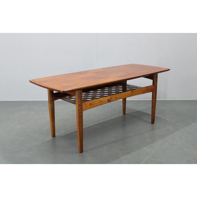 Gold Mid-Century Danish Teak Veneer Coffee Table with Oak Base, 1960s For Sale - Image 8 of 14