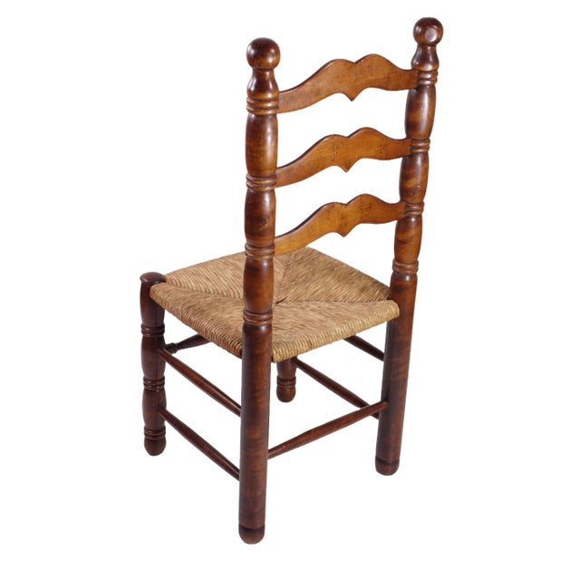 French Design Wicker and Oak Chairs attributed to Charles Dudouyt, 1940s, Set of 4 For Sale - Image 4 of 15