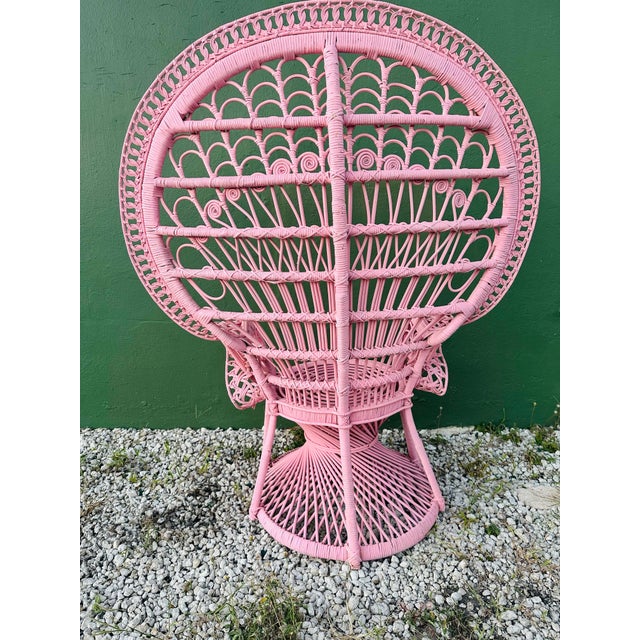 Hollywood Regency Vintage Miami Beach Peacock Chairs Flamingo Color - A Pair For Sale - Image 4 of 9