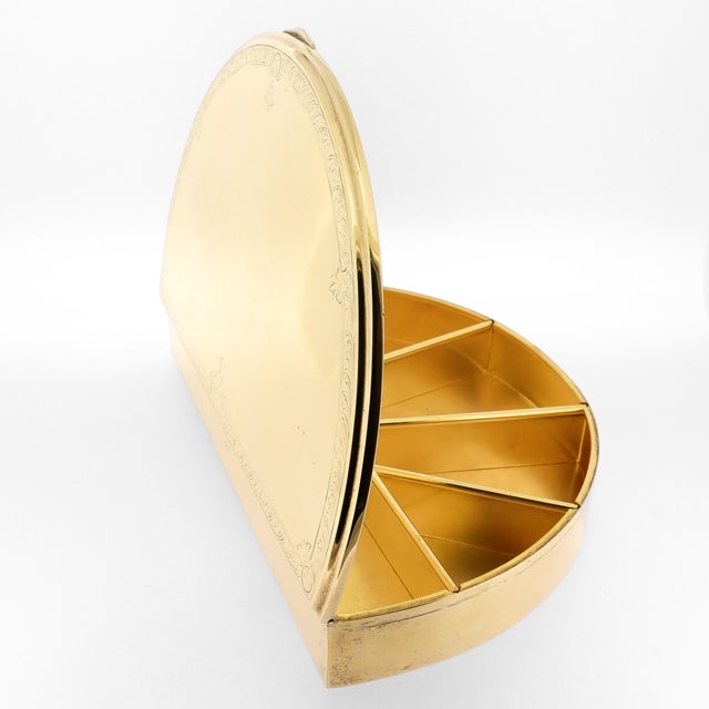 Antique Gorham Art Deco Gilt Sterling Silver Half Round Dresser or Jewelry Box For Sale - Image 12 of 15