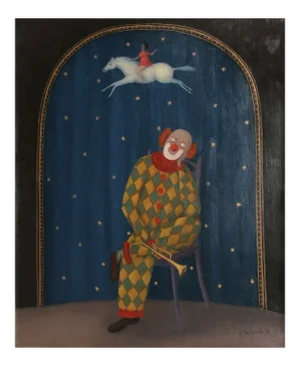 Dreaming Clown, Oil Painting by Bahunek
