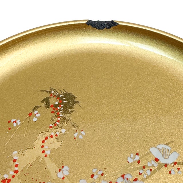 Mid-Century Modern Vintage Mid Century Otagiri Japanese Gold Lacquerware Coasters With Caddy - 7 Pieces For Sale - Image 3 of 3