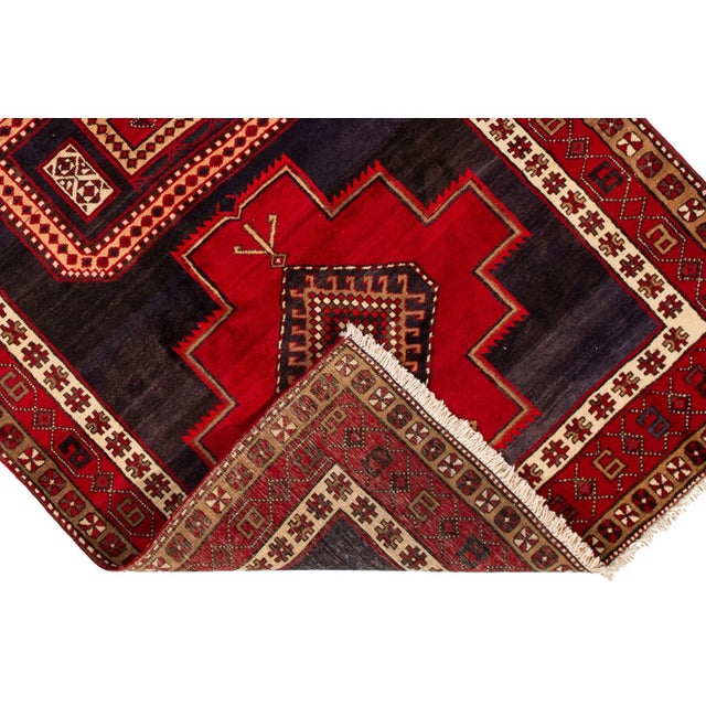 Traditional Vinatge Persian Handmade Wool Runner For Sale - Image 3 of 8