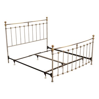 Contemporary Iron And Brass King Size Metal Bed Frame For Sale