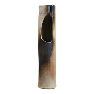 Seiko Kato Behr (Japanese, 1941-2010) - Vintage Brutalist Raku Ceramic Ikebana Vase, Signed
