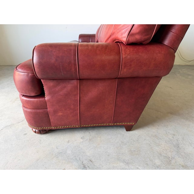Vintage Hancock & Moore English Style Red Leather 3-Seater Sofa For Sale - Image 9 of 12