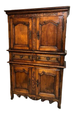 Early 19th Century French Provincial Louis XV Style Pear Wood Tall Storage Cabinet