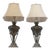 Late 20th Century Neoclassical Silver Tone Gilt Wood Lamps With Lamp Shades - a Pair For Sale