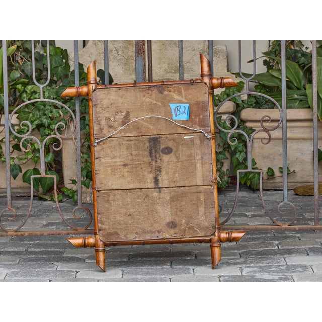 French French Faux Bamboo Wall Mirror with Turned Wood Frame, circa 1900 For Sale - Image 3 of 12