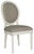 French Brasserie Linen Oval 19''H Side Chair With Silver Nailheads in Light Grey & Cream - a Pair For Sale - Image 4 of 7