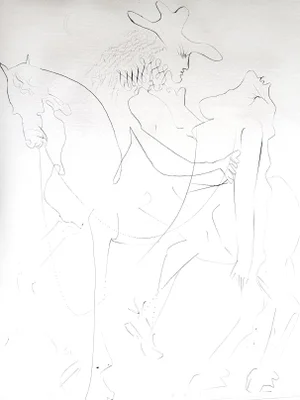 Salvador Dali - The Kidnapping - Original Etching on Silk 1968