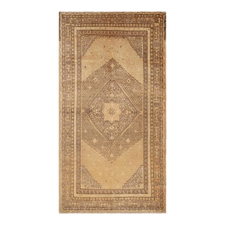 Beige Brown Antique Khotan Rug Medallion Pattern – Transitional Style For Sale